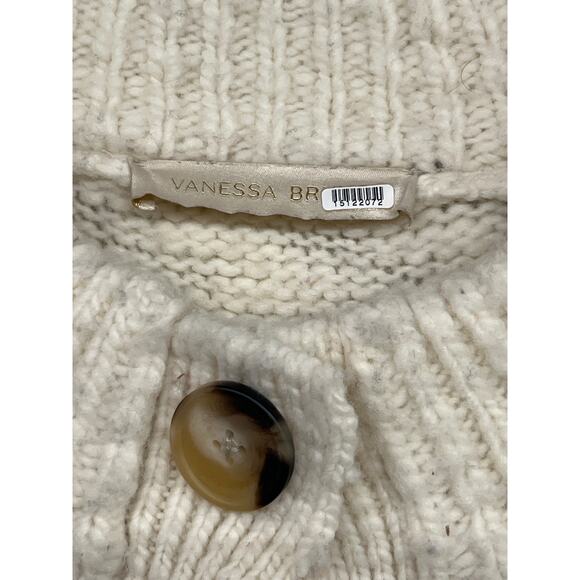 Vanessa Bruno Sz L Cream Vivi Fair Isle Nordic Oversized Wool Cardigan Sweater - Picture 4 of 6